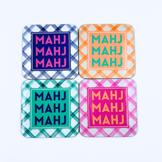 Vibrant Mahjong Coasters-Set of 4