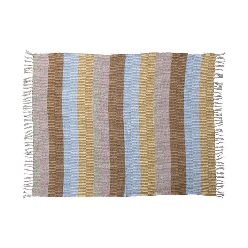 Striped Woven Recycled Cotton Blend Throw