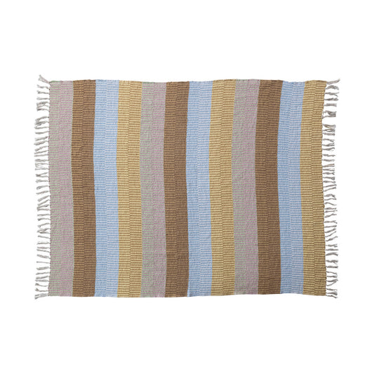 Striped Woven Recycled Cotton Blend Throw