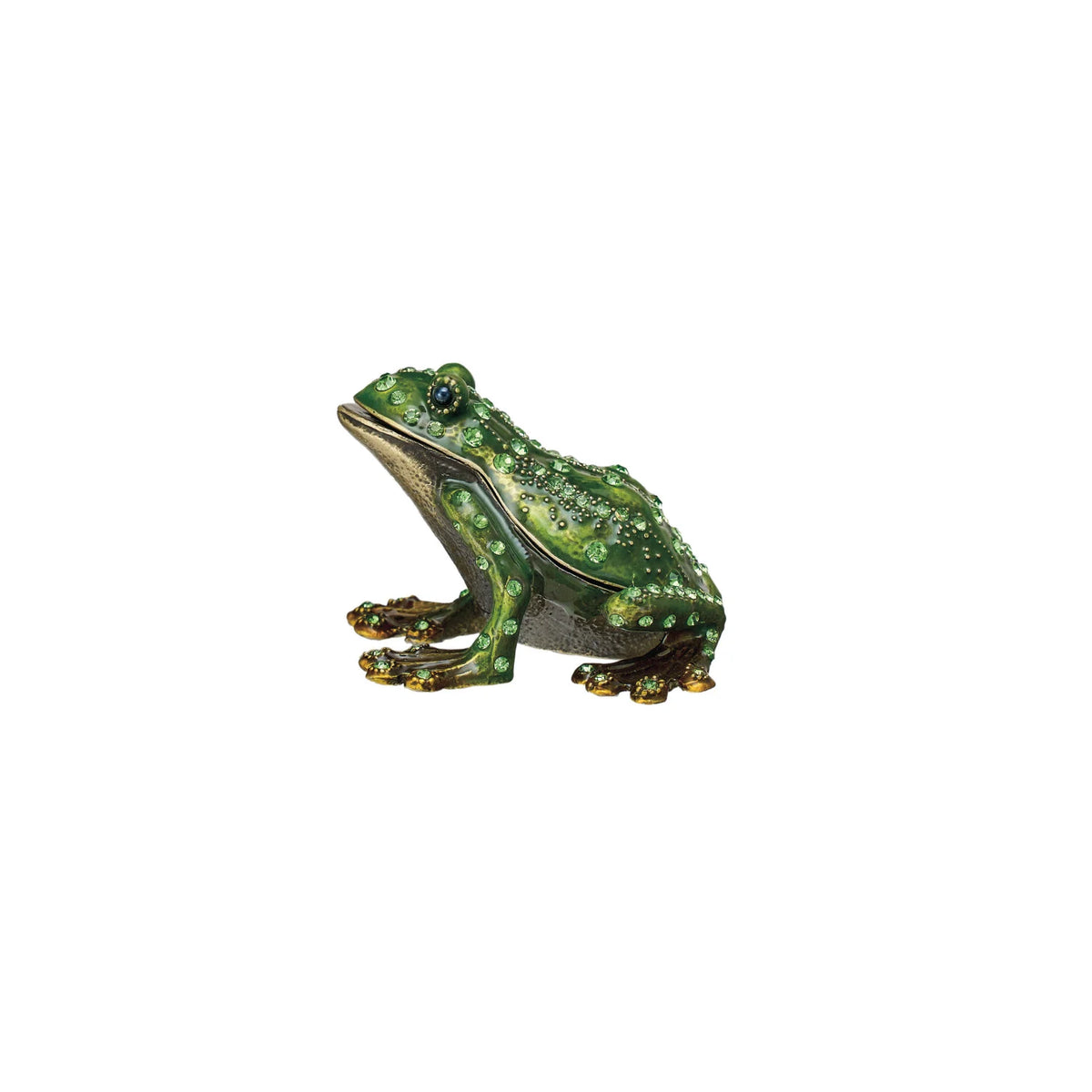Enameled Metal Frog Shaped Trinket Box
