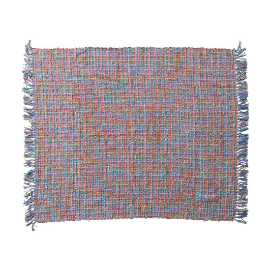 Woven Cotton Blend Throw with Fringe