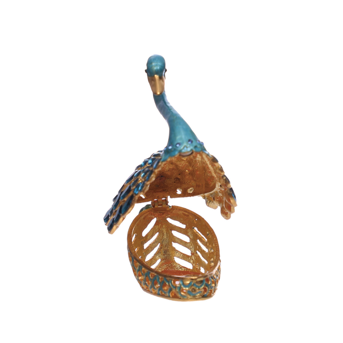 Enameled Metal Swan Shaped Trinket Box w/ Jewels
