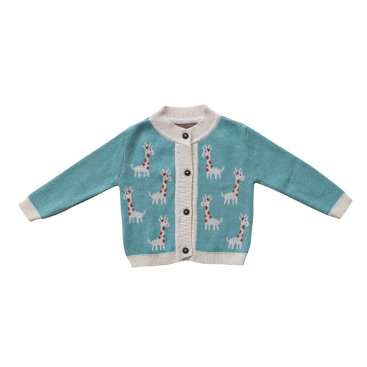 Cotton Knit Baby Cardigan Sweater with Wood Buttons