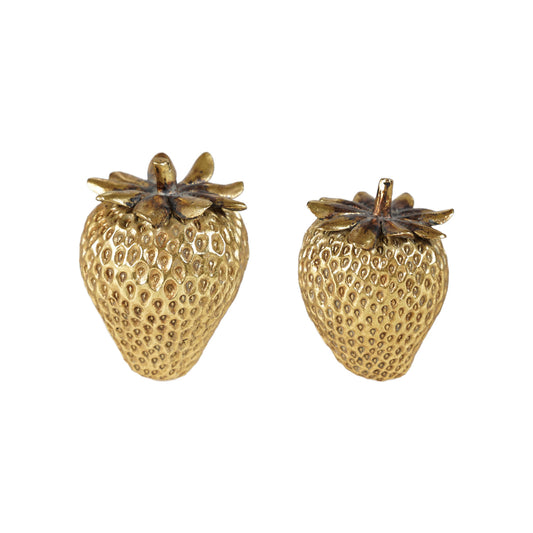 Resin Strawberries with a Gold Finish, Set of 2