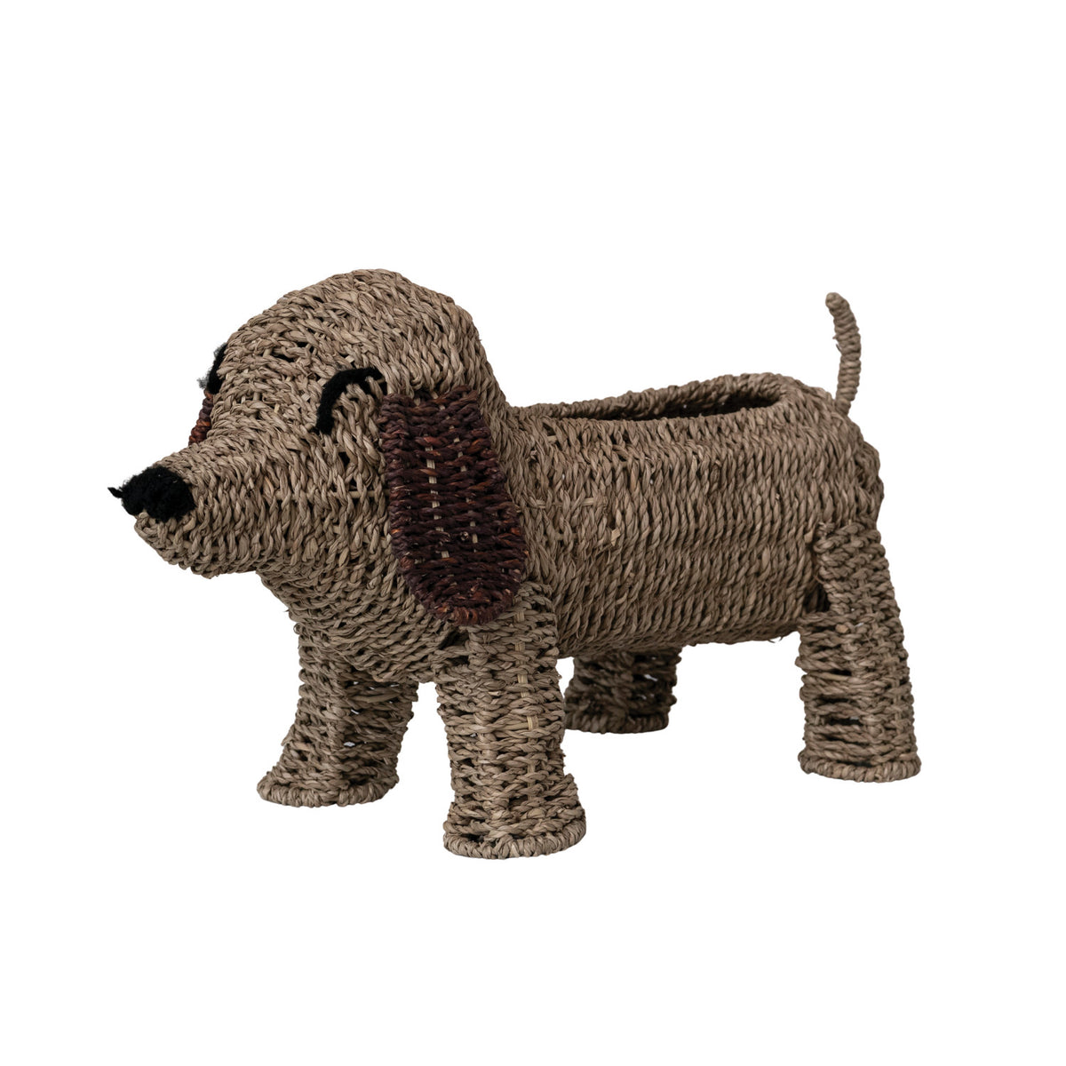 Hand-Woven Seagrass Dog Shaped Basket