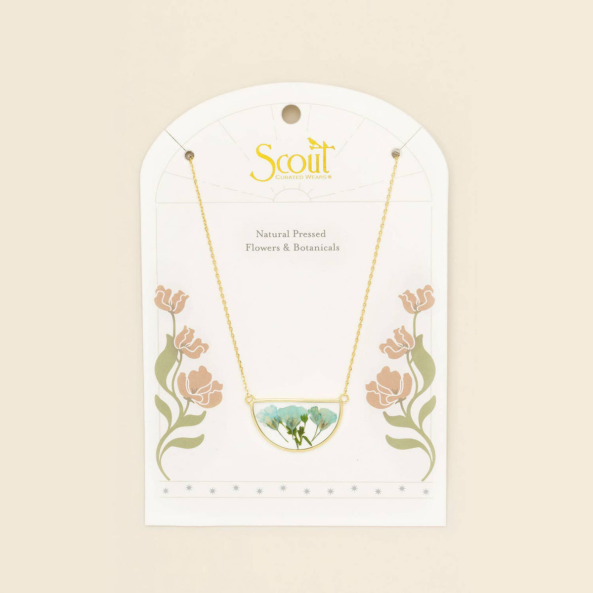 Pressed Flower Necklace - Blue Baby's Breath/Gold