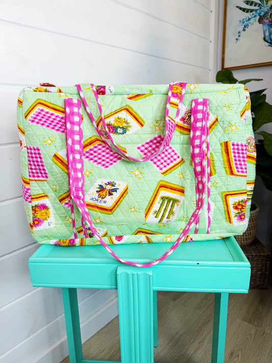 Pistachio Mahjong Quilted Duffle Bag