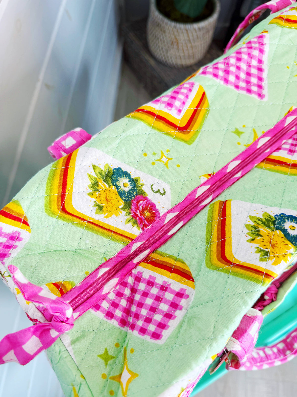 Pistachio Mahjong Quilted Duffle Bag