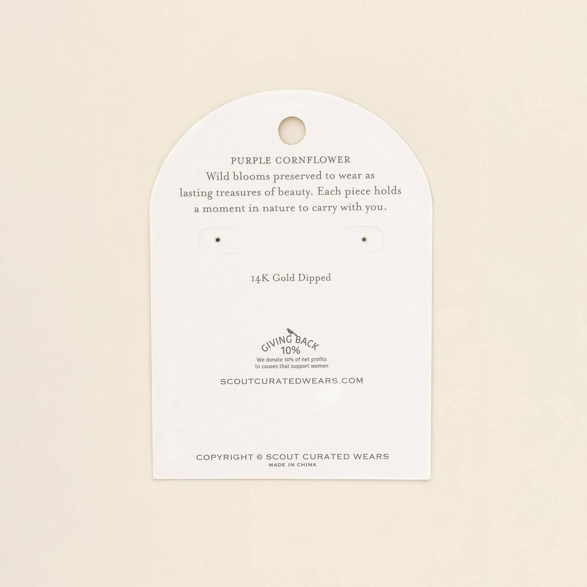 Pressed Flower Hoop Earring - Purple Cornflower/Gold