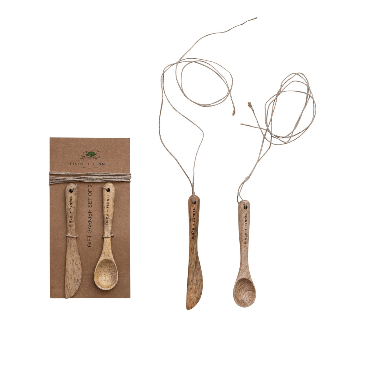 Mango Wood Spoon & Canape Knife, Set of 2