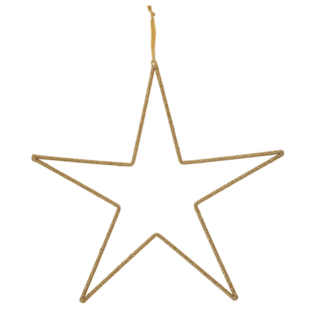 Hanging Metal & Glass Bead Star w/ Cotton Velvet Ribbon