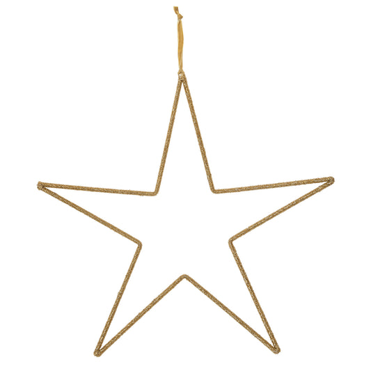Hanging Metal & Glass Bead Star w/ Cotton Velvet Ribbon